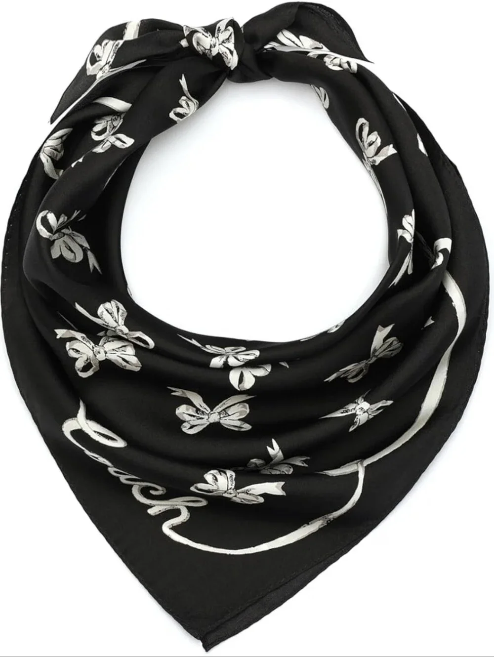 Coach Black Bows Print Women's Silk Scarf/Bandana NWT